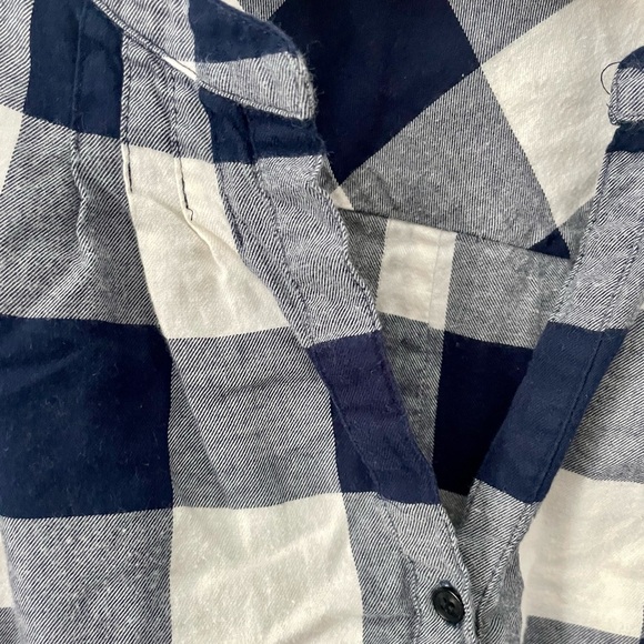 J. Crew, long sleeve navy and white buffalo check flannel blouse, size XXL - Picture 4 of 6